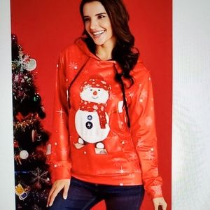 Festive Snowman Red Hoodie